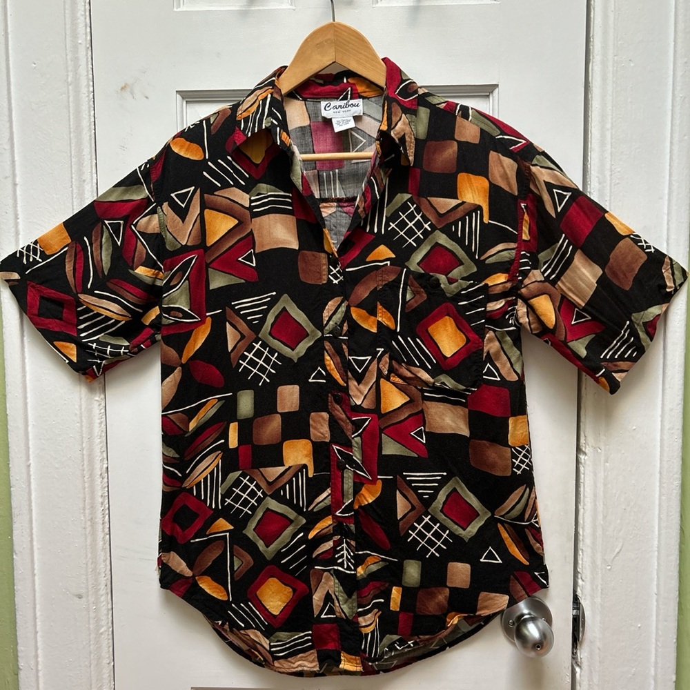 Vintage 90s Abstract Print Blouse Size Small
